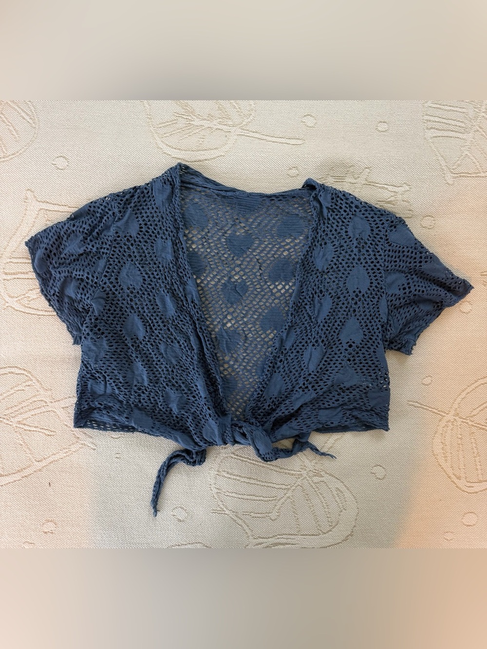 Blue Tie-Front Women’s Cropped Cardigan Top